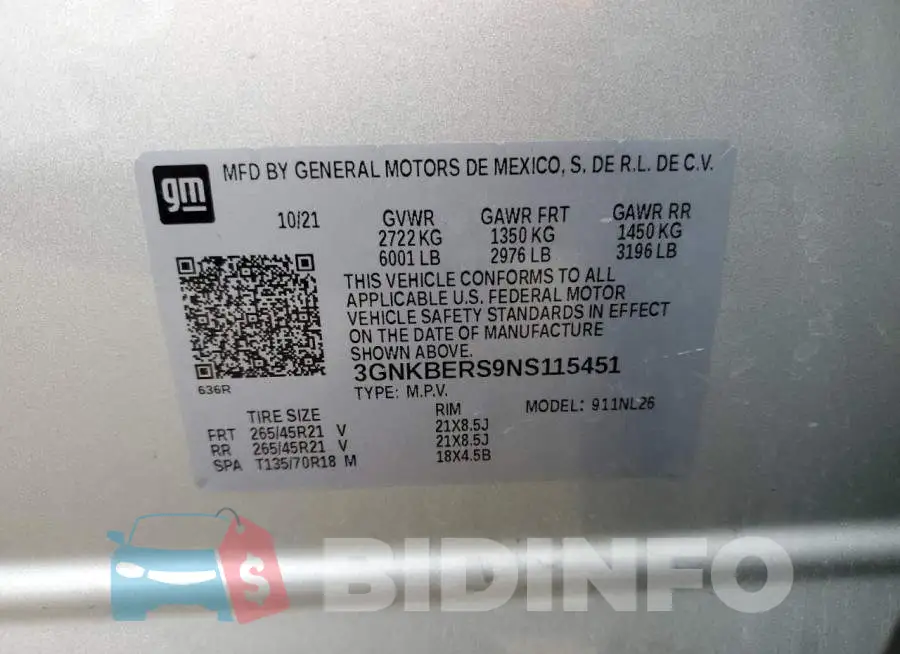 3GNKBERS9NS115451 Photo# 12