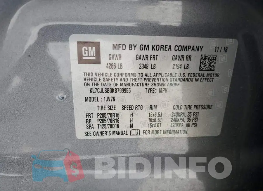 KL7CJLSB0KB799955 Photo# 13