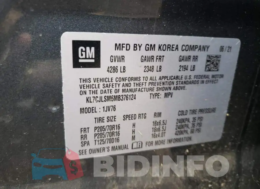 KL7CJLSM6MB376124 Photo# 13