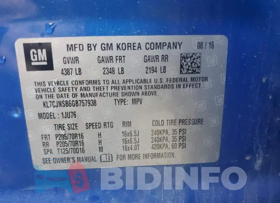 KL7CJNSB6GB757938 Photo# 13