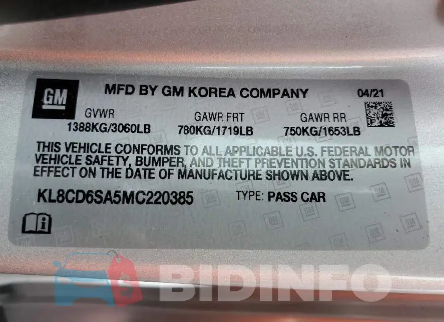 KL8CD6SA5MC220385 Photo# 12