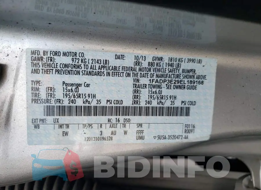 1FADP3E29EL189168 Photo# 12