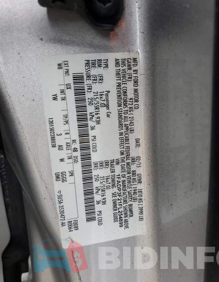 1FADP3F21FL254899 Photo# 12