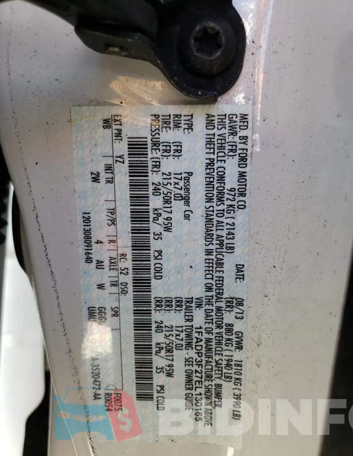 1FADP3F27EL130165 Photo# 12