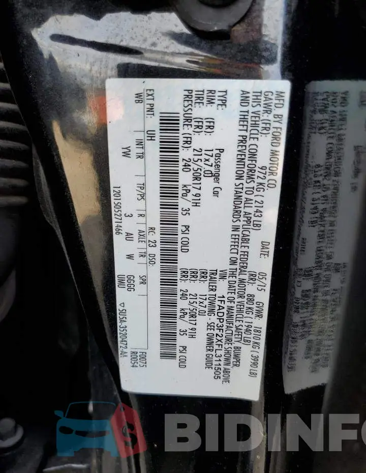 1FADP3F2XFL311505 Photo# 12