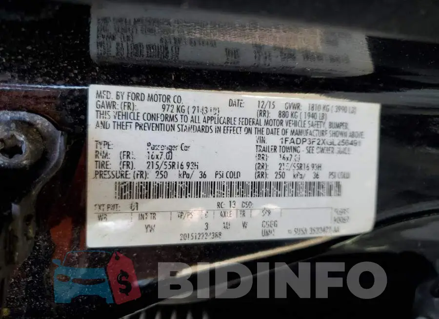 1FADP3F2XGL256491 Photo# 12