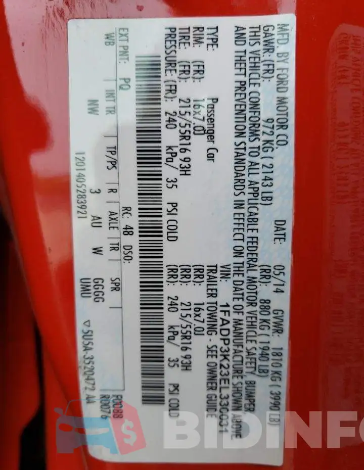 1FADP3K23EL330031 Photo# 12