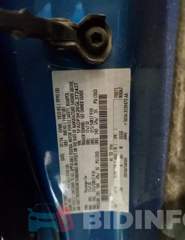 1FADP3K26GL372437 Photo# 12