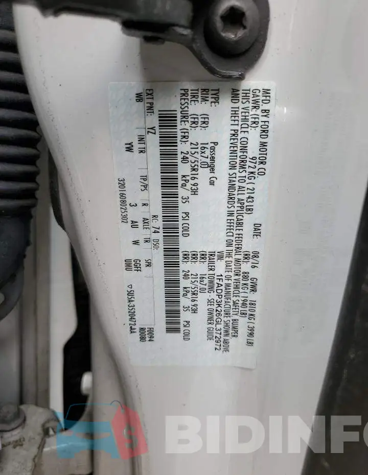 1FADP3K26GL372972 Photo# 12