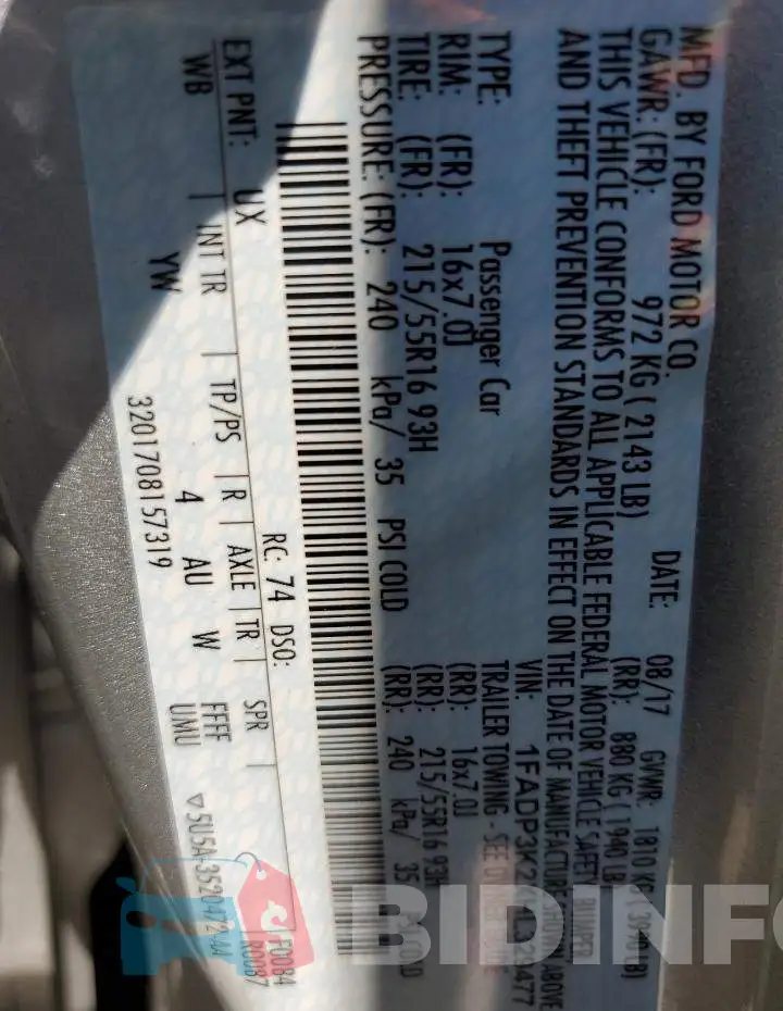 1FADP3K2XHL329477 Photo# 13