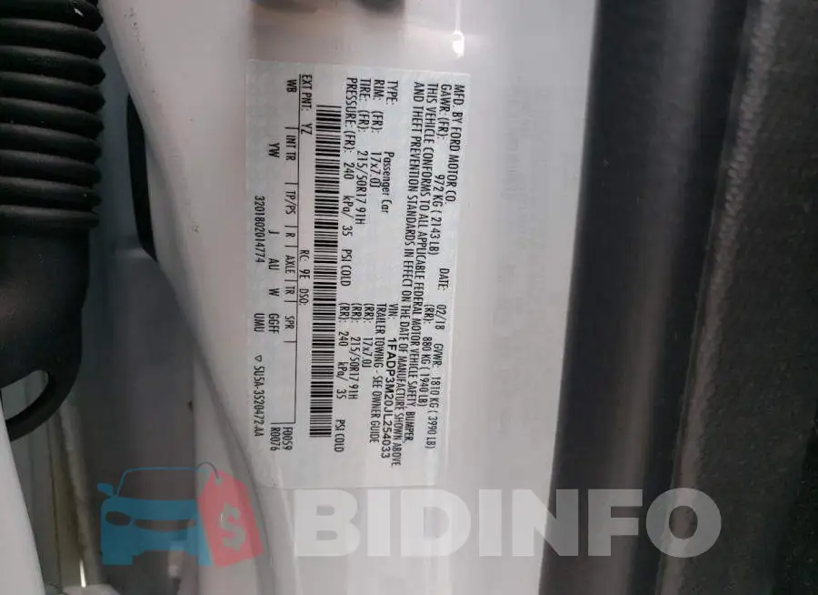 1FADP3M20JL254033 Photo# 14