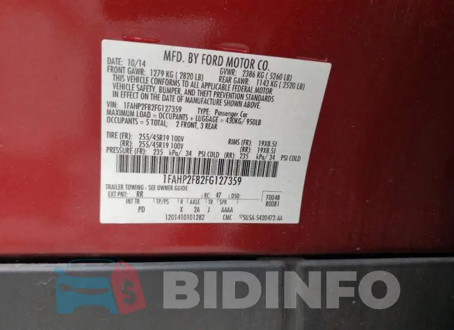 1FAHP2F82FG127359 Photo# 12