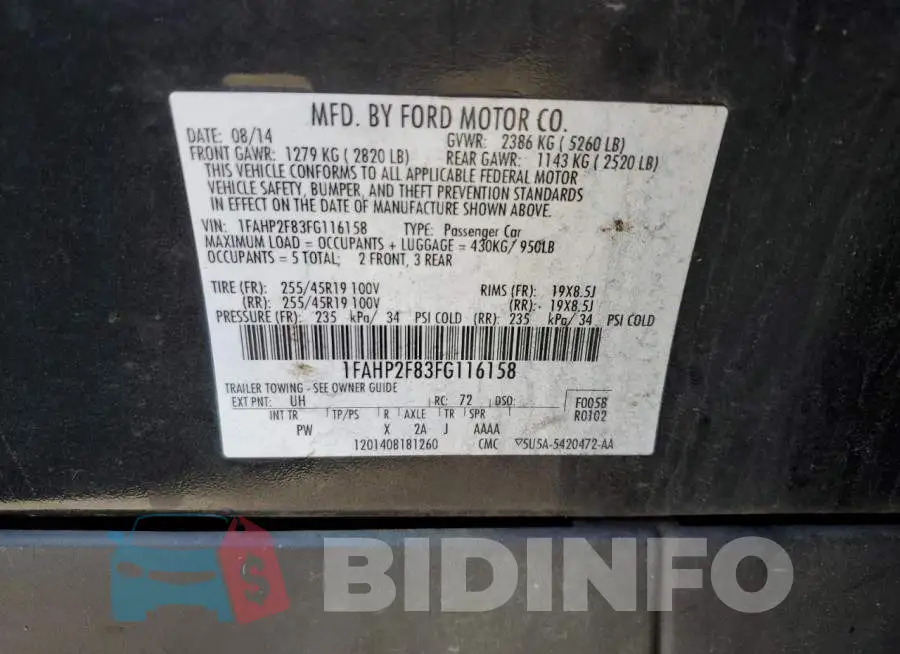 1FAHP2F83FG116158 Photo# 12