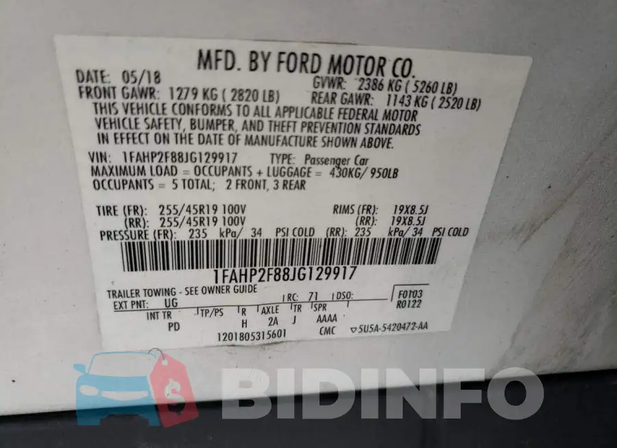 1FAHP2F88JG129917 Photo# 12