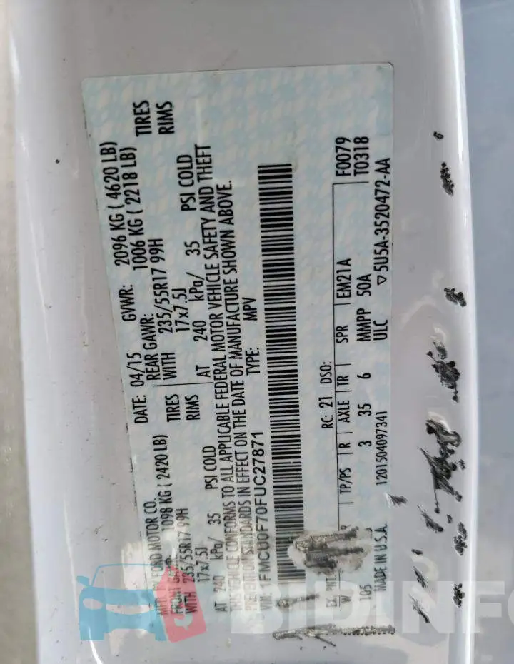 1FMCU0F70FUC27871 Photo# 12
