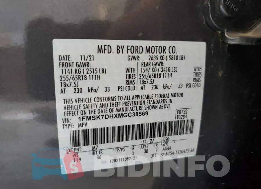 1FMSK7DHXMGC38569 Photo# 13