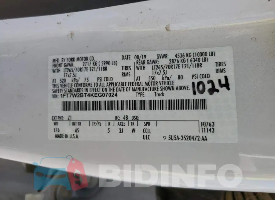 1FT7W2BT4KEG07024 Photo# 13