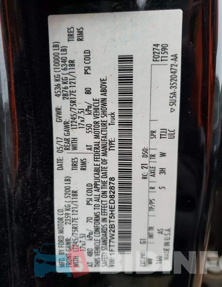 1FT7W2BT5HED82878 Photo# 12