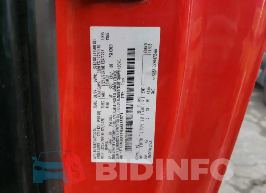 1FT8X3BT1KEG18571 Photo# 12
