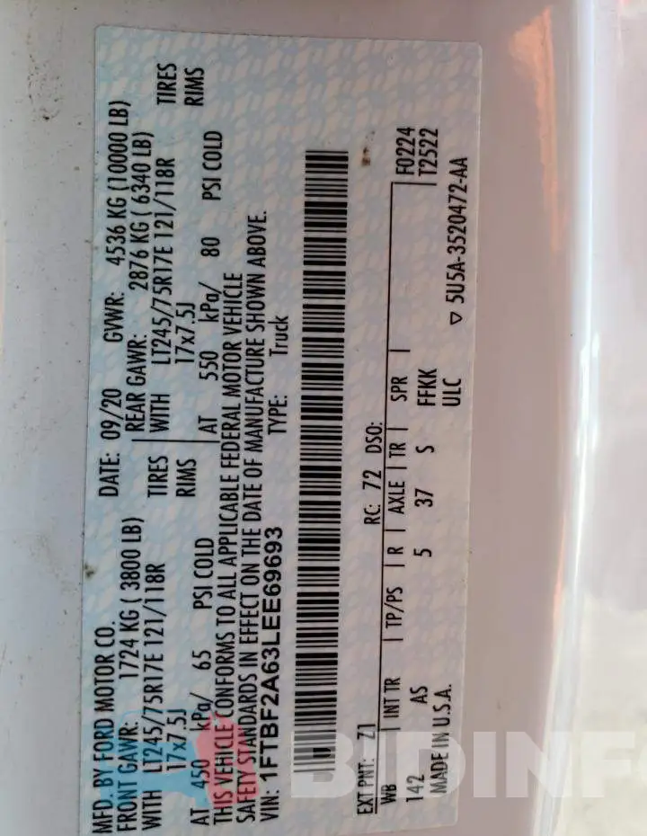 1FTBF2A63LEE69693 Photo# 12