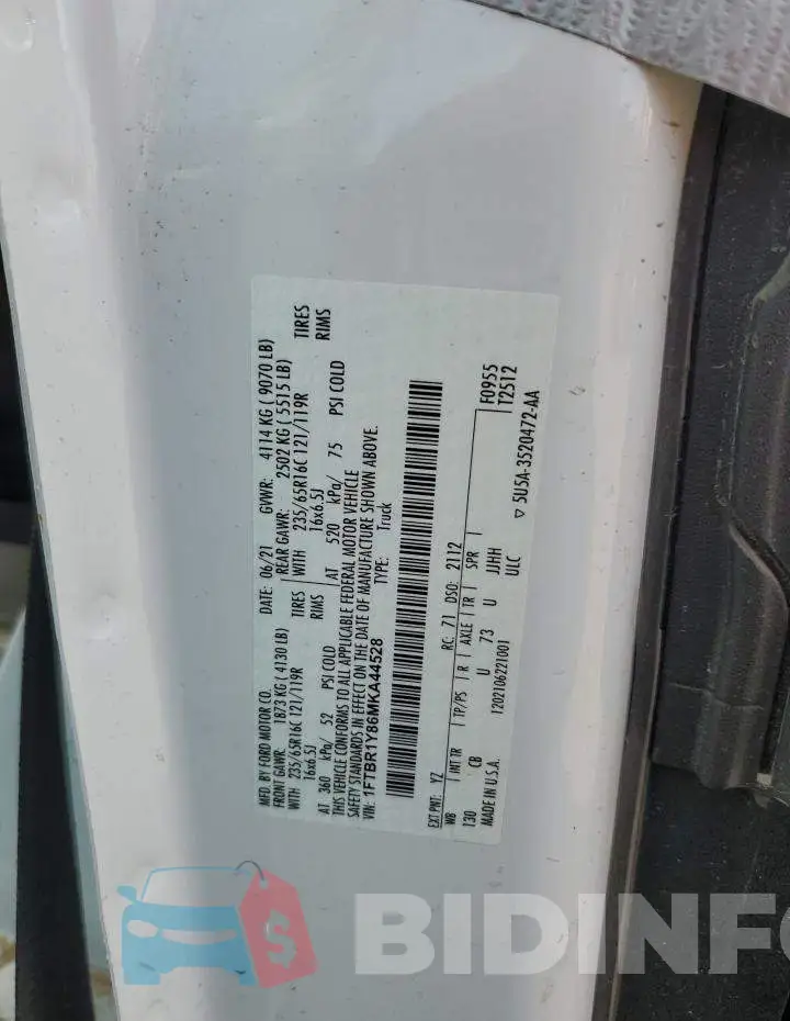 1FTBR1Y86MKA44528 Photo# 12