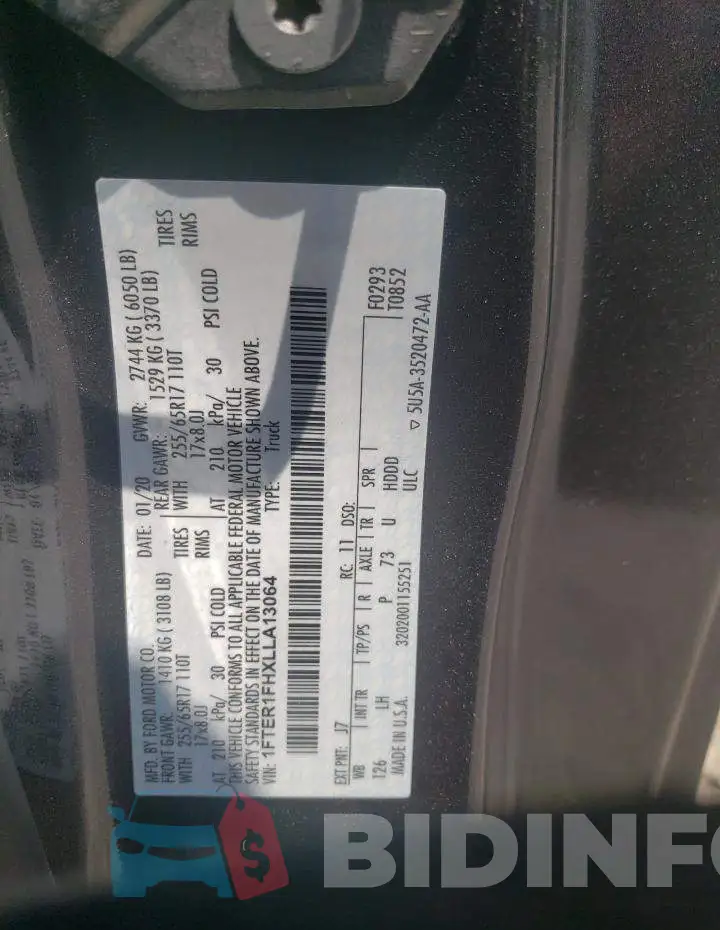 1FTER1FHXLLA13064 Photo# 12