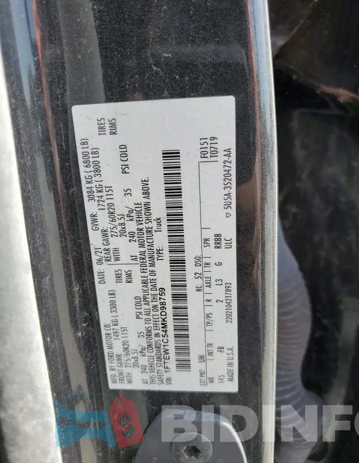 1FTEW1C54MKD98759 Photo# 12