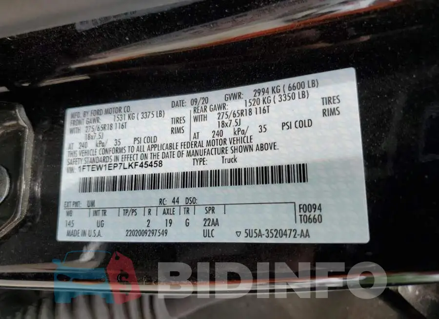 1FTEW1EP7LKF45458 Photo# 12