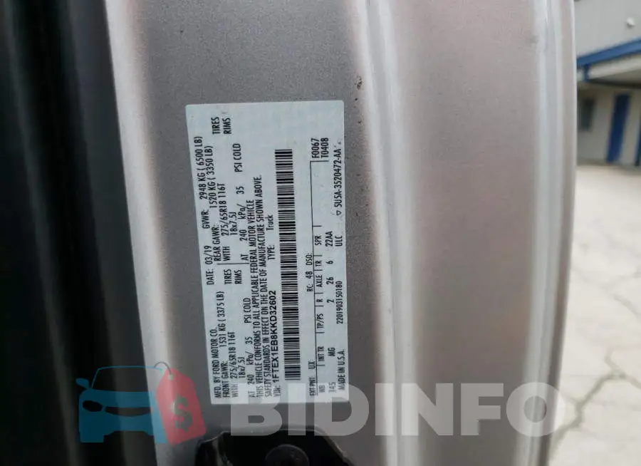 1FTEX1EB8KKD32602 Photo# 12