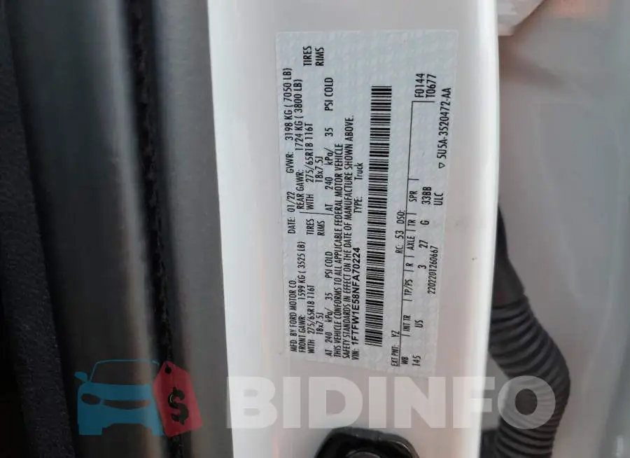 1FTFW1E58NFA70224 Photo# 12