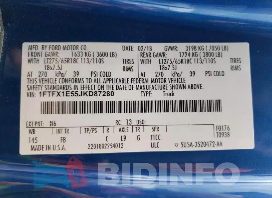 1FTFX1E55JKD87280 Photo# 12