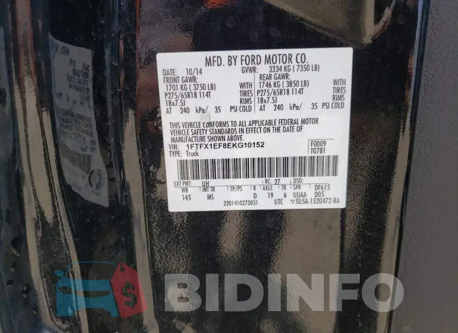 1FTFX1EF8EKG10152 Photo# 12