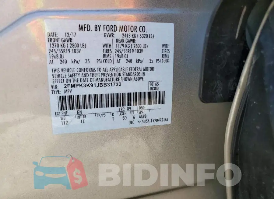 2FMPK3K91JBB31732 Photo# 14