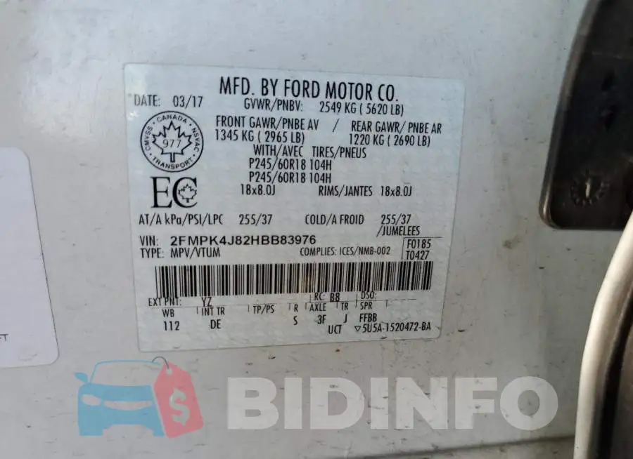 2FMPK4J82HBB83976 Photo# 14