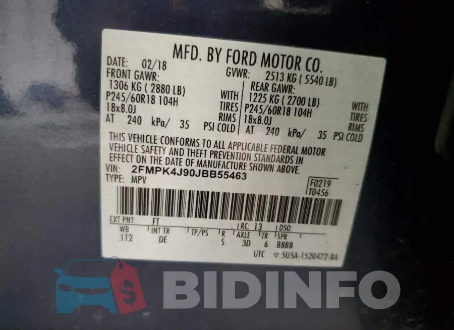 2FMPK4J90JBB55463 Photo# 13