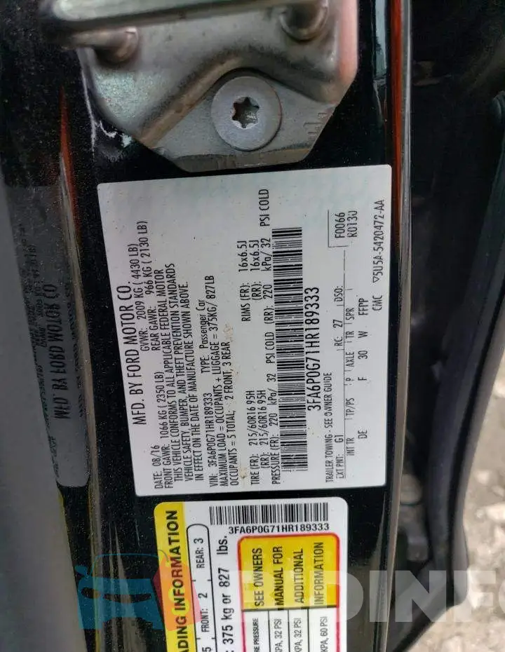 3FA6P0G71HR189333 Photo# 12