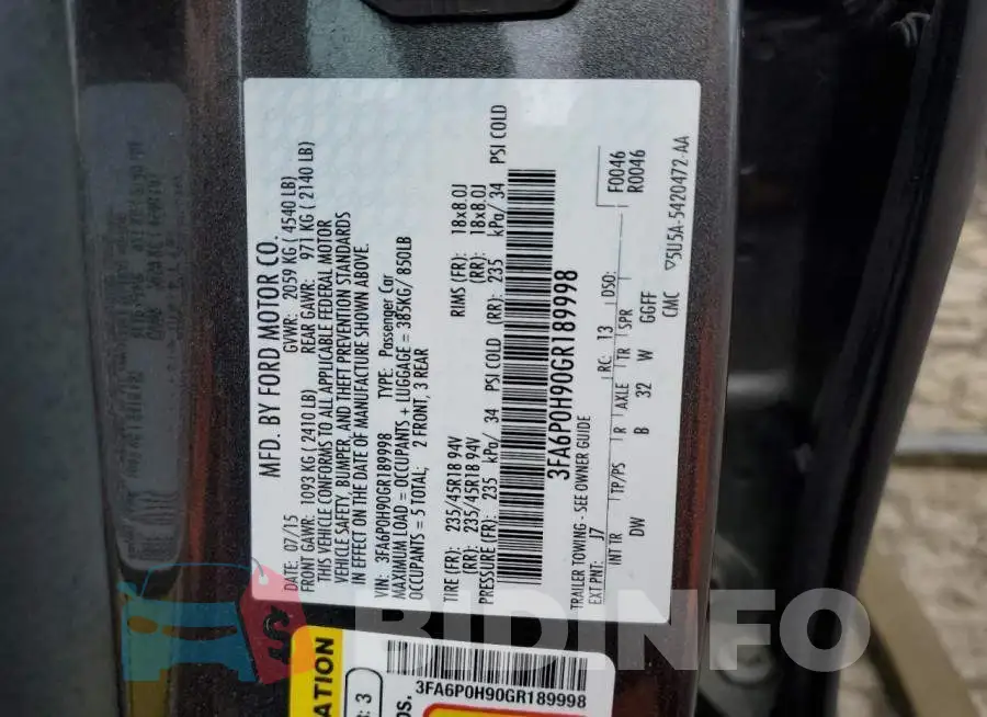 3FA6P0H90GR189998 Photo# 12