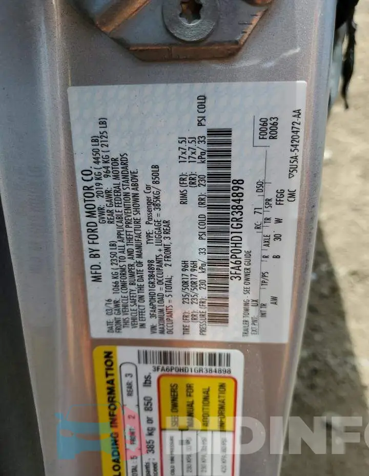 3FA6P0HD1GR384898 Photo# 13