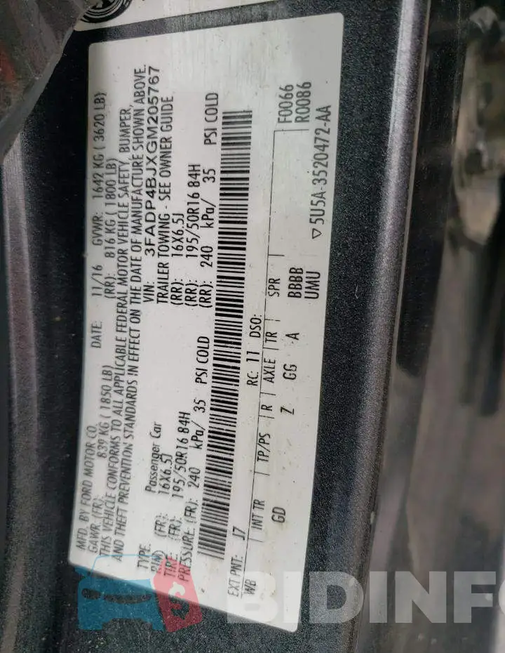3FADP4BJXGM205767 Photo# 12