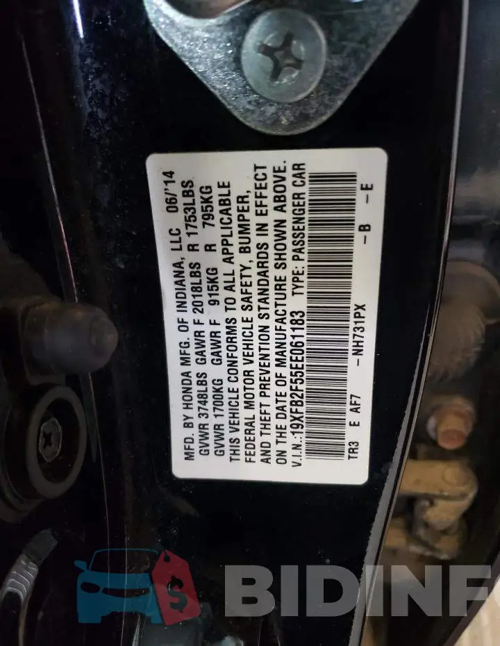 19XFB2F55EE061183 Photo# 12