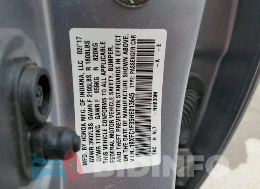19XFC1F35HE013645 Photo# 12