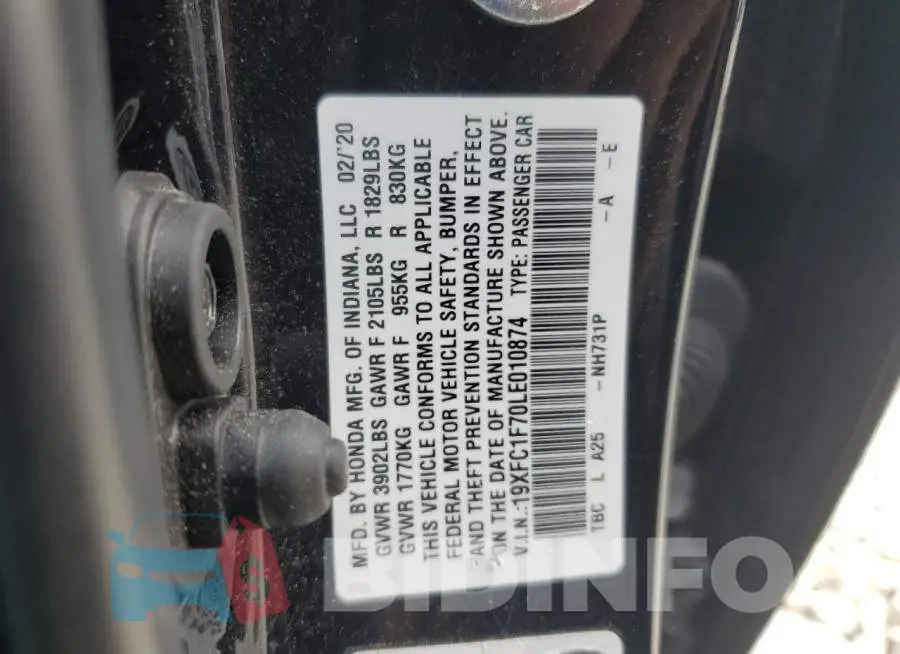 19XFC1F70LE010874 Photo# 12