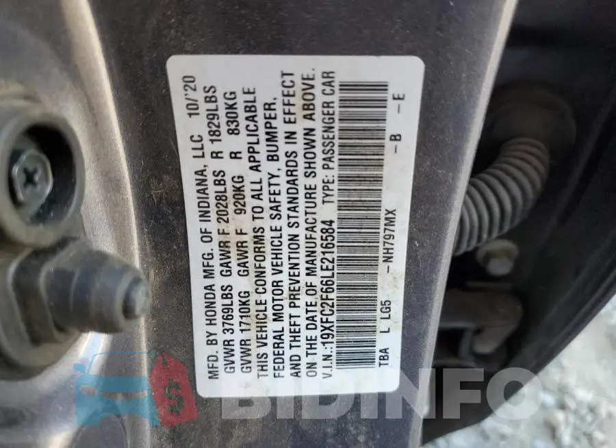 19XFC2F66LE216584 Photo# 13