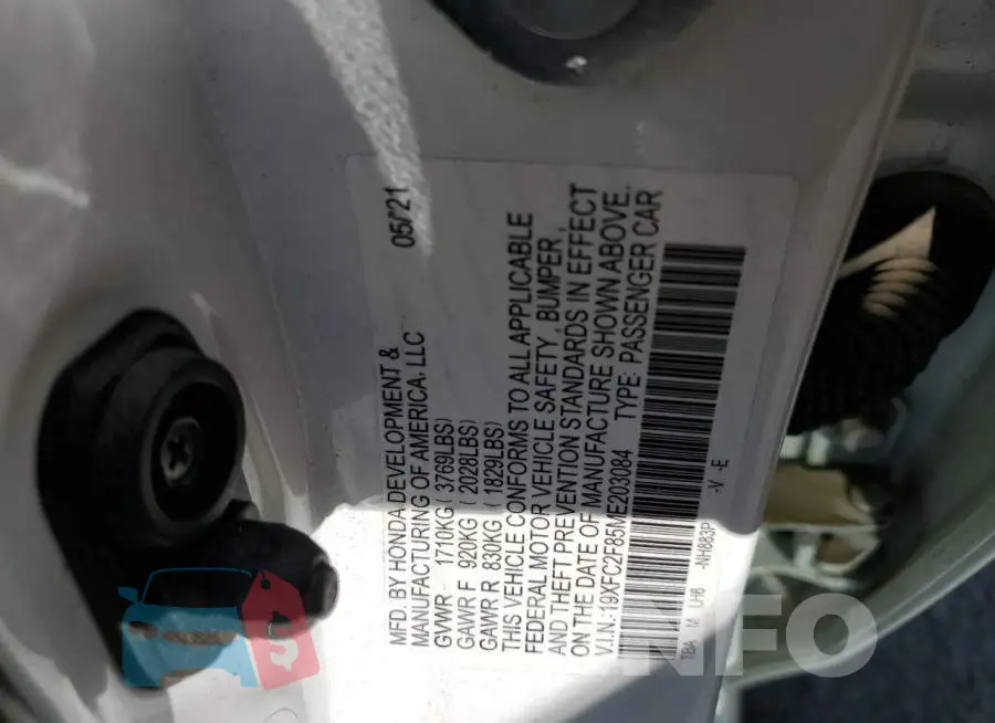 19XFC2F85ME203084 Photo# 12