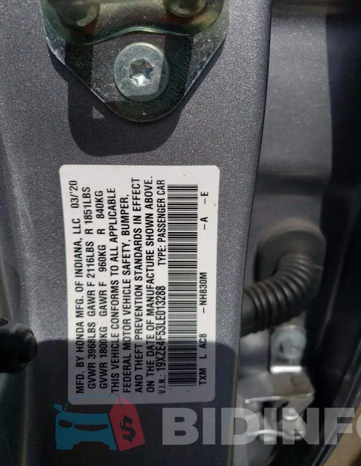19XZE4F53LE013288 Photo# 12