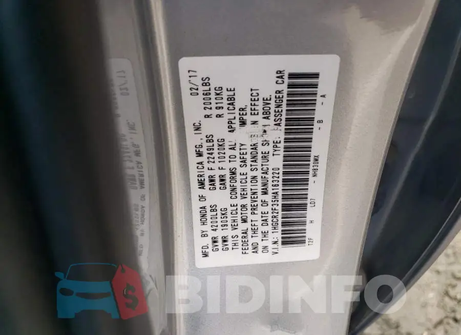 1HGCR2F35HA163220 Photo# 12