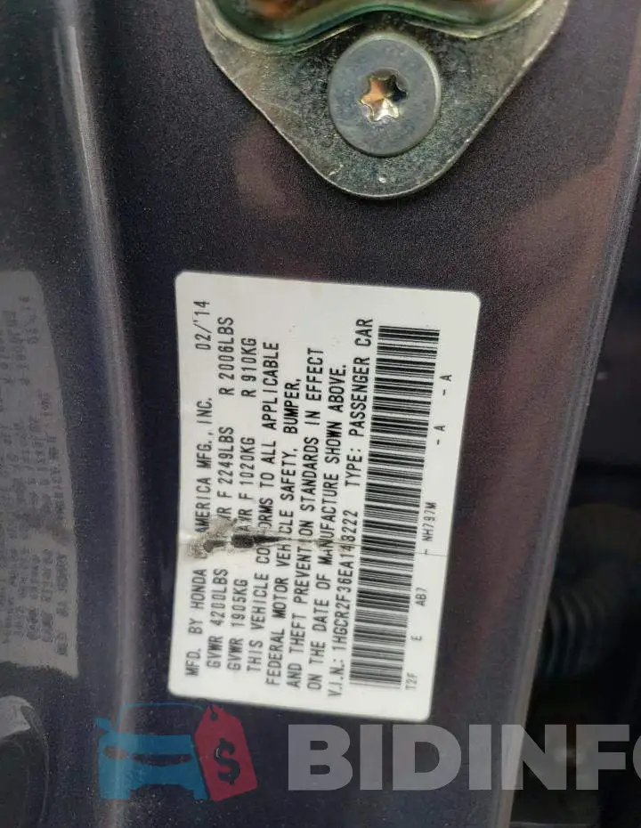 1HGCR2F36EA148222 Photo# 13
