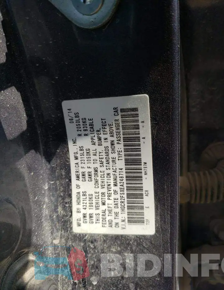 1HGCR2F5XEA248714 Photo# 12