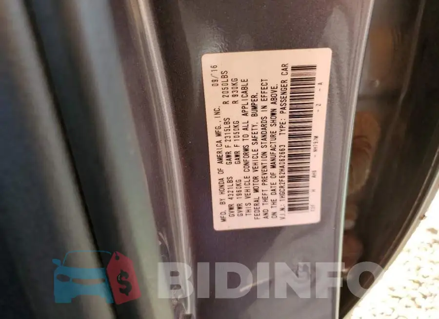 1HGCR2F62HA062663 Photo# 12