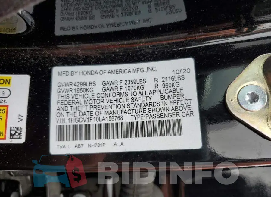 1HGCV1F10LA156768 Photo# 12